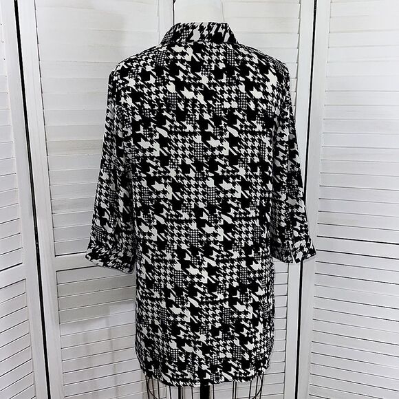 Chico’s Tunic Size 2 (12) Houndstooth Lightweight Flowy - Picture 7 of 16